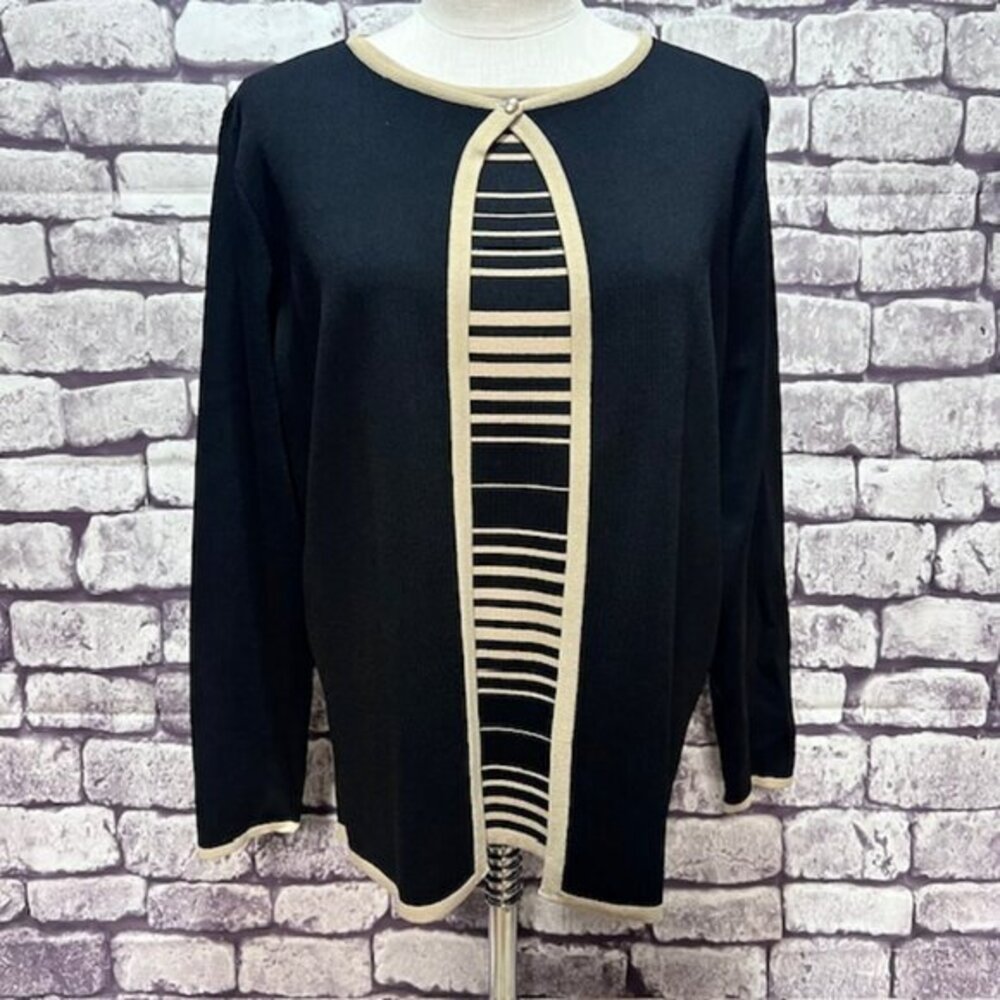 Dressbarn Black & Khaki Matching Tank & Cardigan Size 14/16